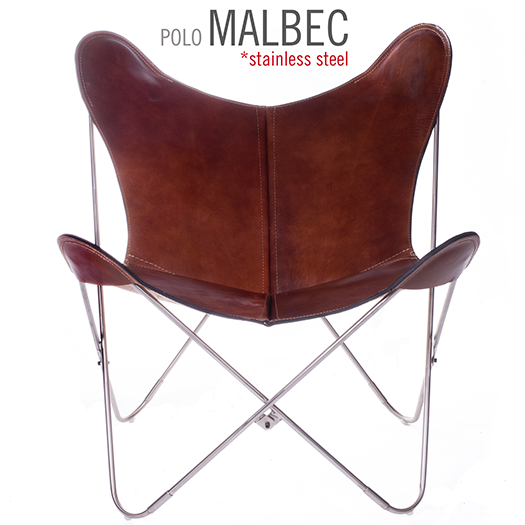 SILLA MARIPOSA DE PIEL POLO MALBEC