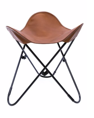 VAQUETA LEATHER BUTTERFLY CHAIR WITH OTTOMAN