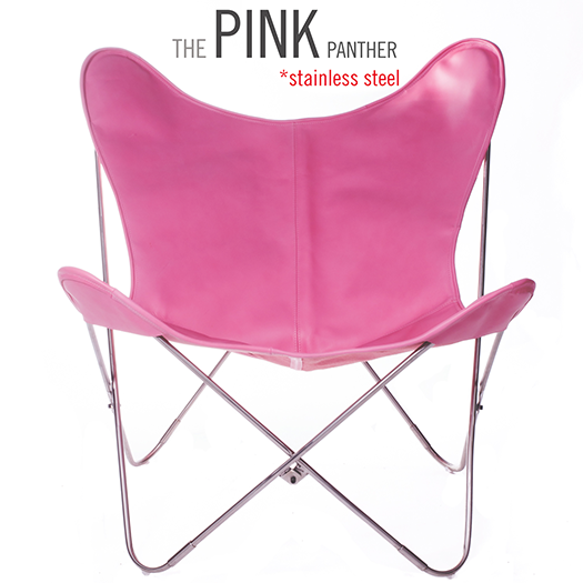 PINK LEATHER BUTTERFLY CHAIR